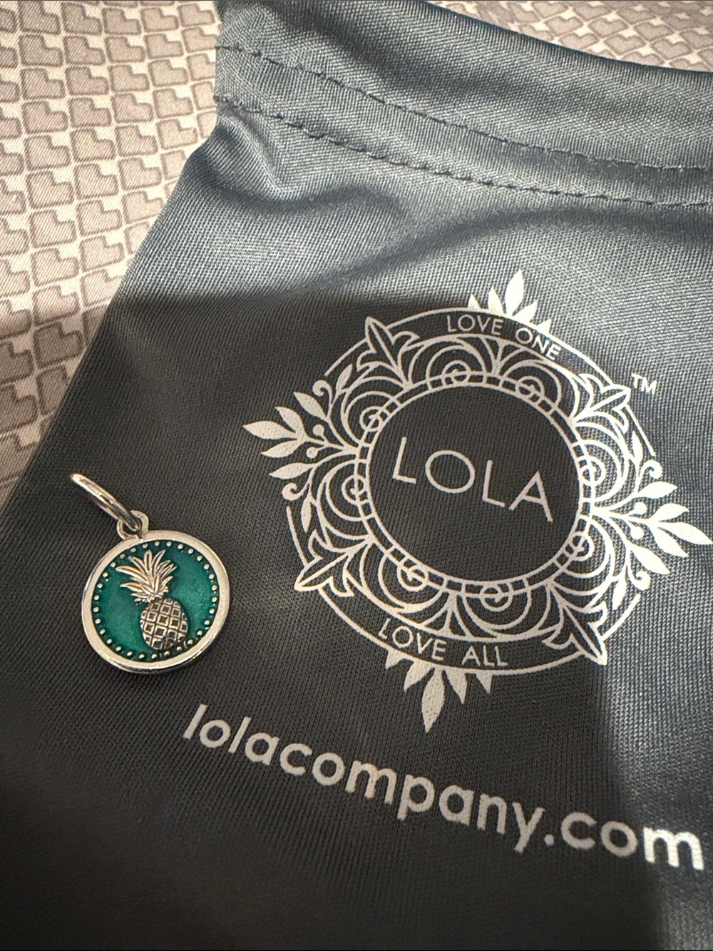LOLA Pineapple Charm Pendant in Teal Green and Silver